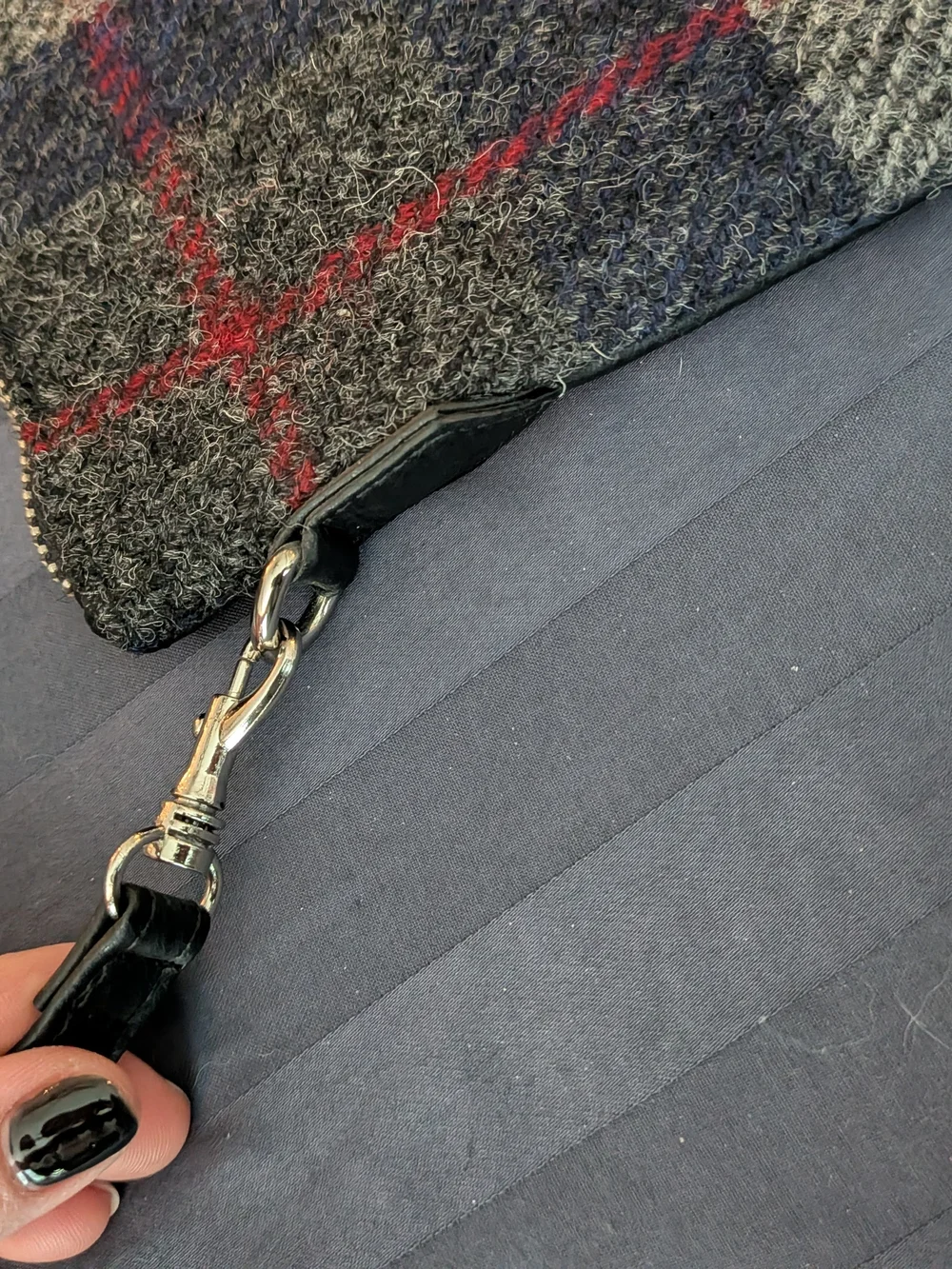 Harris Tweed Plaid Grey & Navy Clutch With Detachable Straps